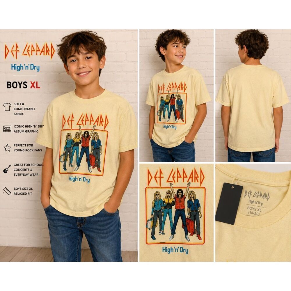 Def Leppard High ’n’ Dry Graphic Tee Boys XL Band Shirt